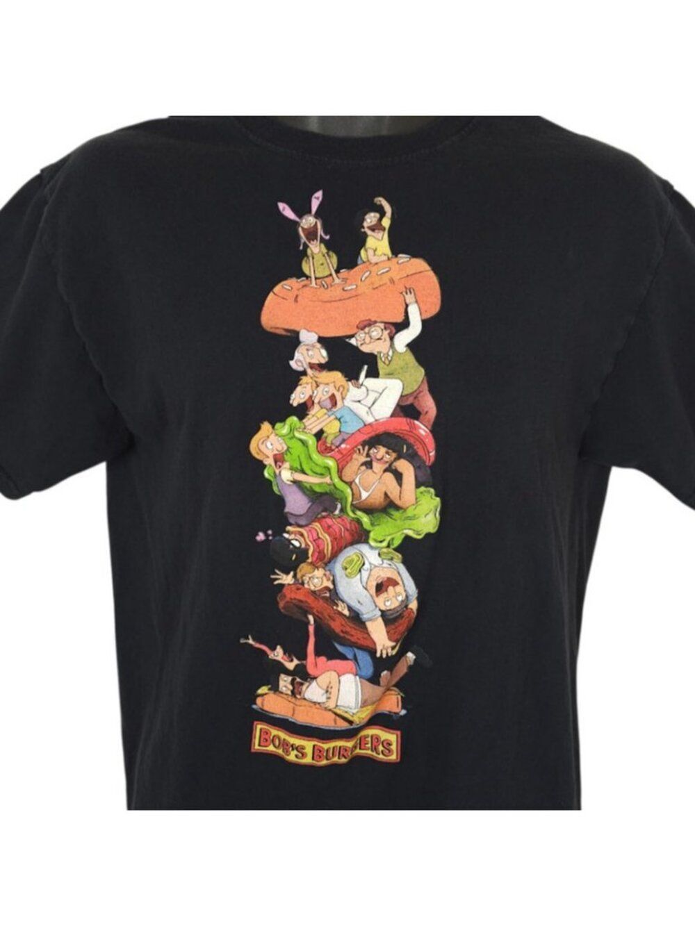 Bobs Burgers T Shirt Mens Size Medium Black Character Burger Stack Cartoon